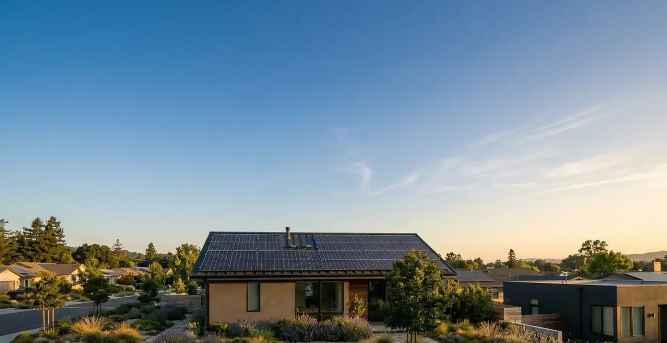 Installation de panneaux solaires sur le toit d'une maison moderne pour l'autoconsommation
