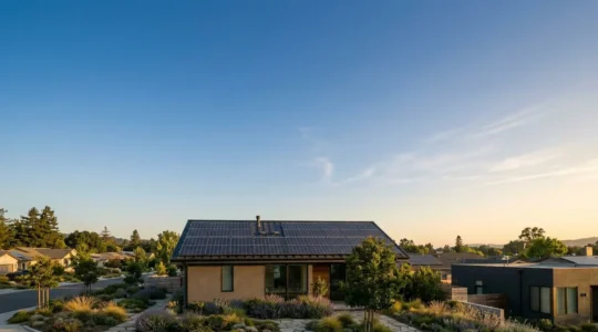 Installation de panneaux solaires sur le toit d'une maison moderne pour l'autoconsommation