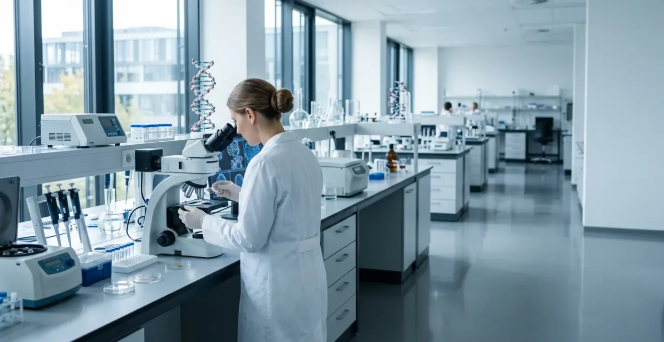 Laboratoire de biotechnologie moderne avec équipement scientifique avancé et analyse moléculaire