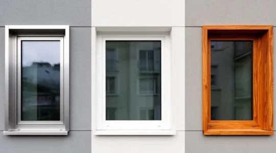 Comparaison de trois types de fenêtres sur une façade urbaine moderne