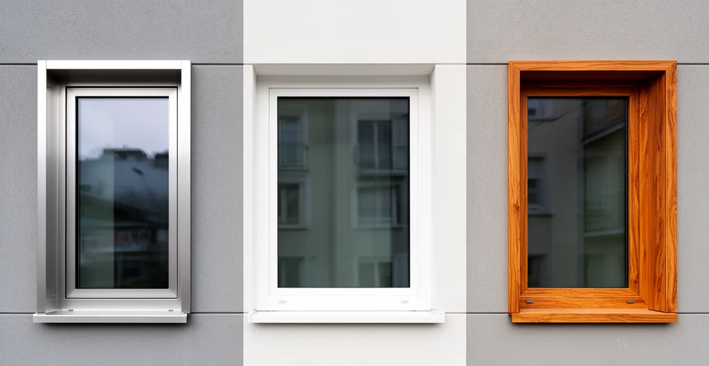 Comparaison de trois types de fenêtres sur une façade urbaine moderne