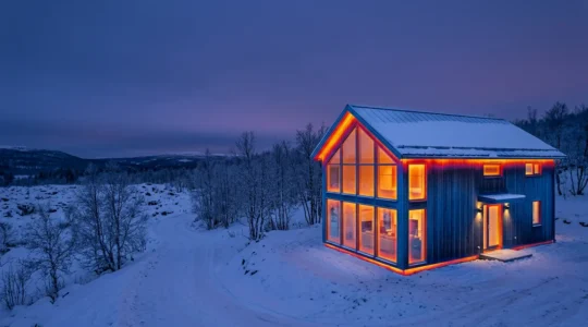 Vue thermographique d'une maison révélant les zones de déperdition de chaleur en couleurs contrastées