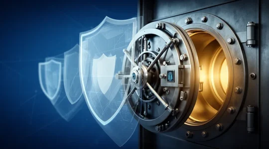 Illustration abstraite de la sécurité des transactions numériques avec des éléments visuels symboliques de protection