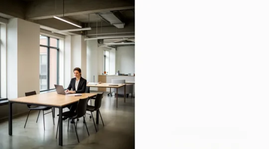 Bureau d'entrepreneur TPE optimisé avec solutions digitales modernes, écrans affichant des données et automatisation