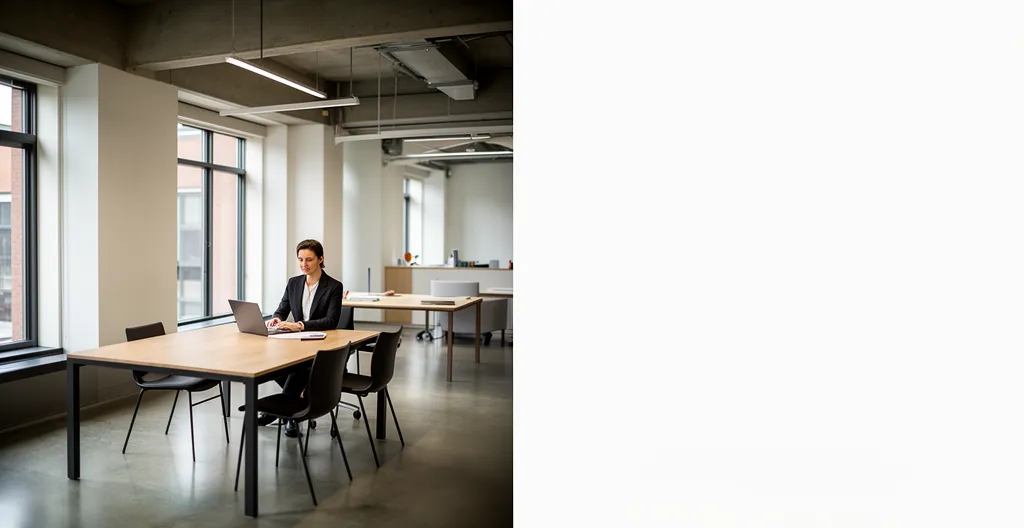 Bureau d'entrepreneur TPE optimisé avec solutions digitales modernes, écrans affichant des données et automatisation