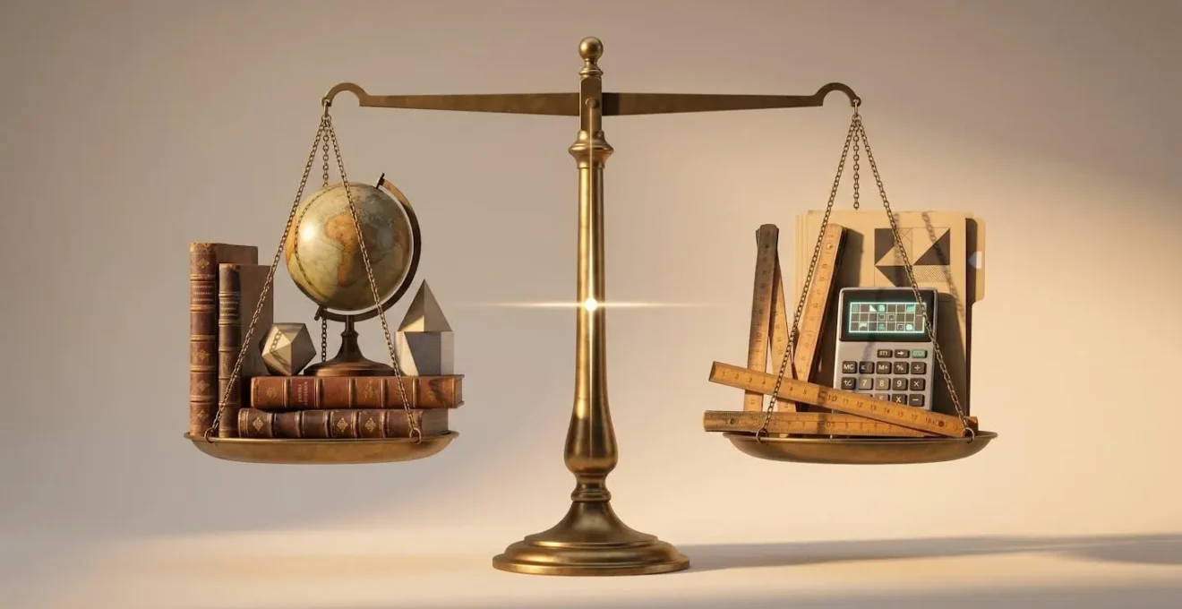 Représentation symbolique du choix entre deux parcours de formation avec des éléments visuels distinctifs