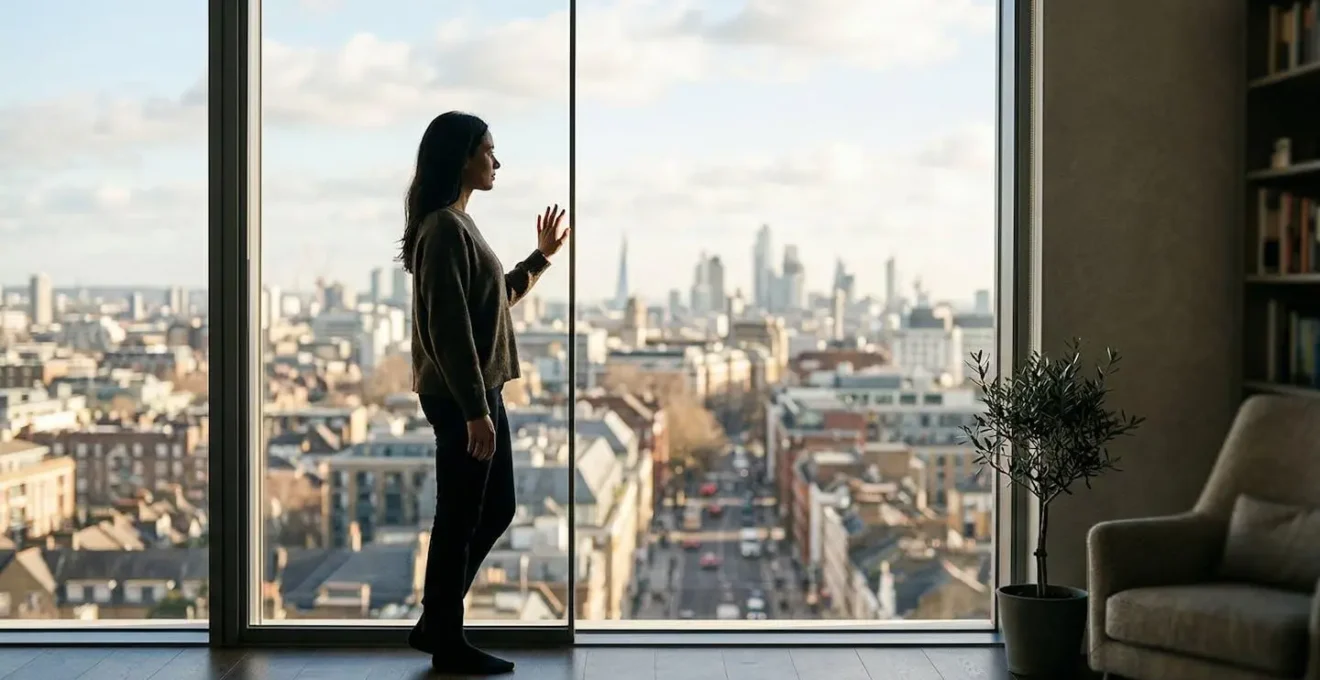 Fenêtre à ouvrant caché en aluminium dans un appartement urbain lumineux