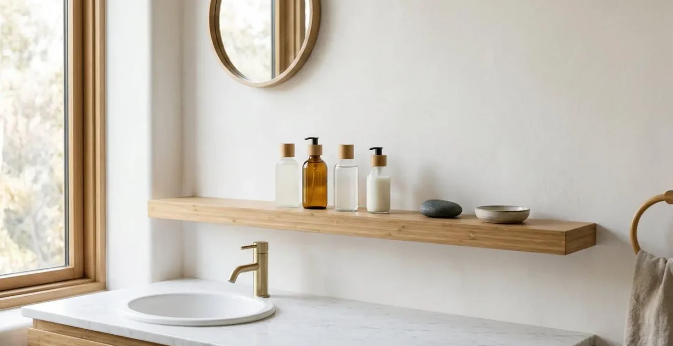 Disposition épurée de produits cosmétiques essentiels dans un environnement minimaliste