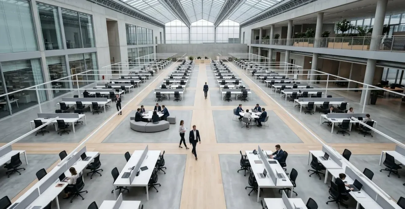 Vue aérienne symbolique des secteurs d'emploi du futur